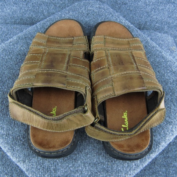 Clarks  Men Gladiator Sandals Brown Leather Hook & Loop Size 10 Medium - Picture 6 of 10